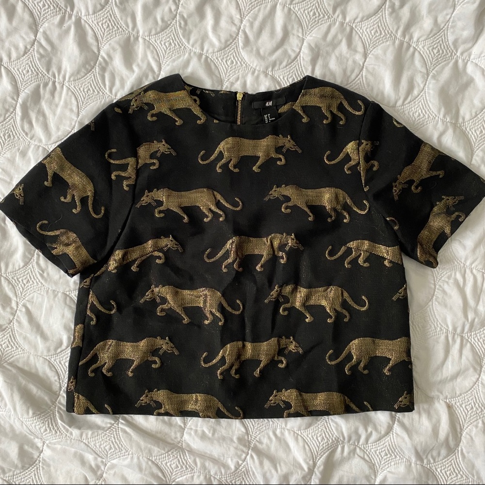 Metallic Cat crop top